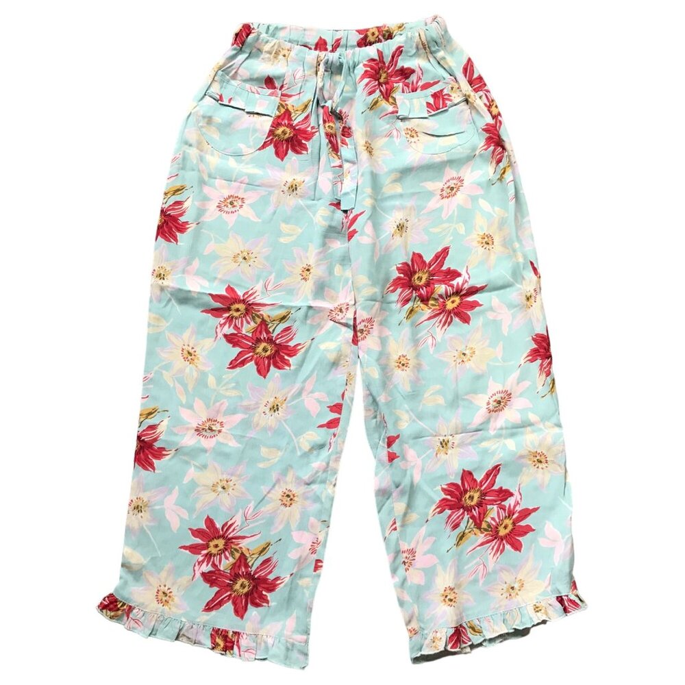 Vintage Romeo Romeo Floral Print Straight Leg Cropped Pants Small 100% Rayon USA